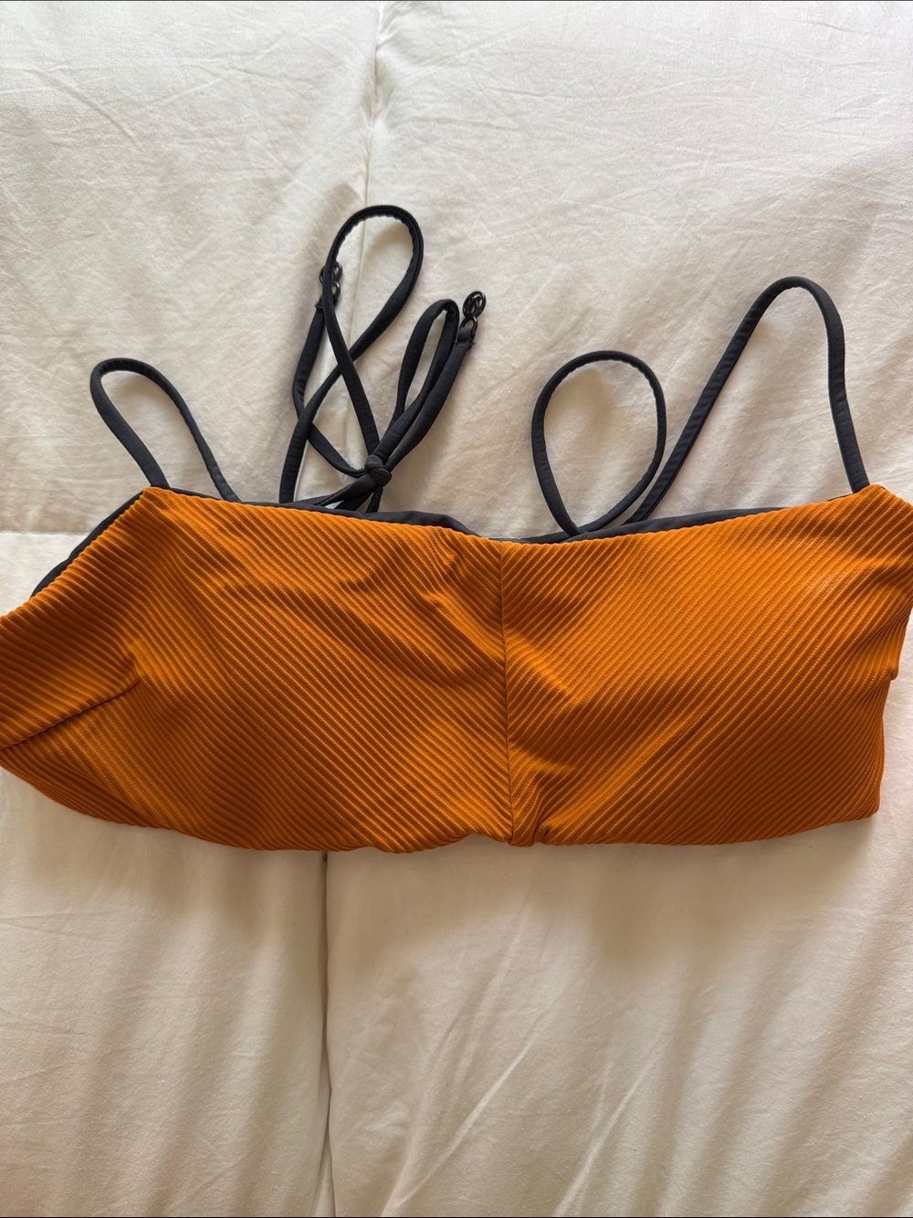 lululemon athletica Ribbed Burnt Orange Bikini Top with Black Straps
